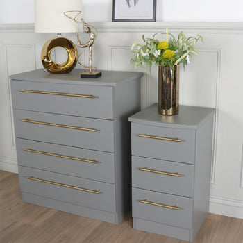 Bramham Grey 3 Drawer Bedside