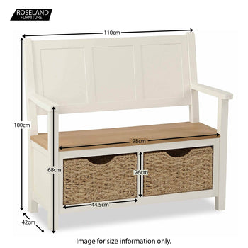 Daymer Cream Monks Bench with Basket