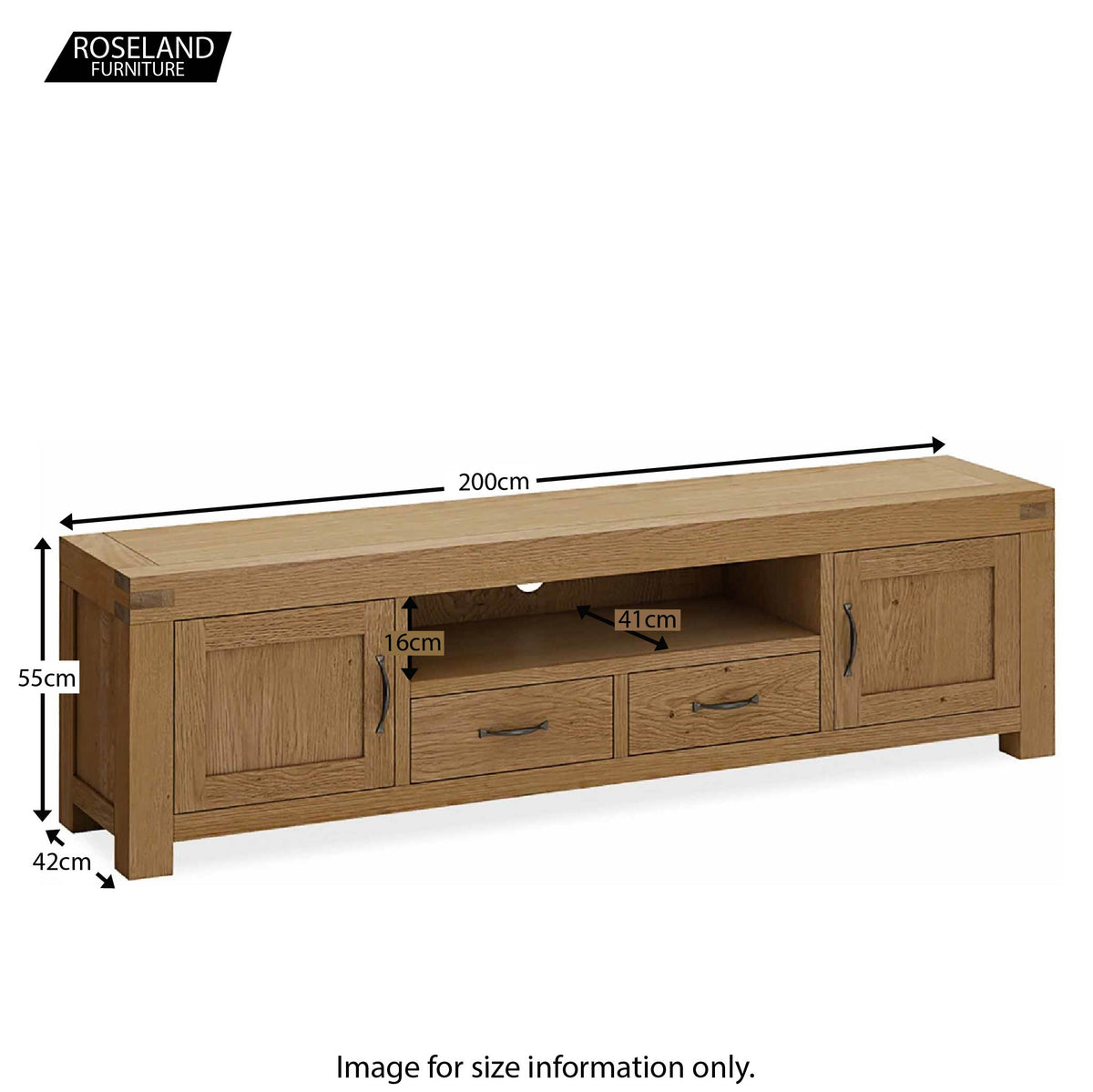 Abbey Grande 200cm Large TV Stand - Size guide