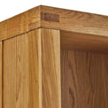 Abbey Grande Large Wide Oak Bookcase - Close up of tenon joint on top corner