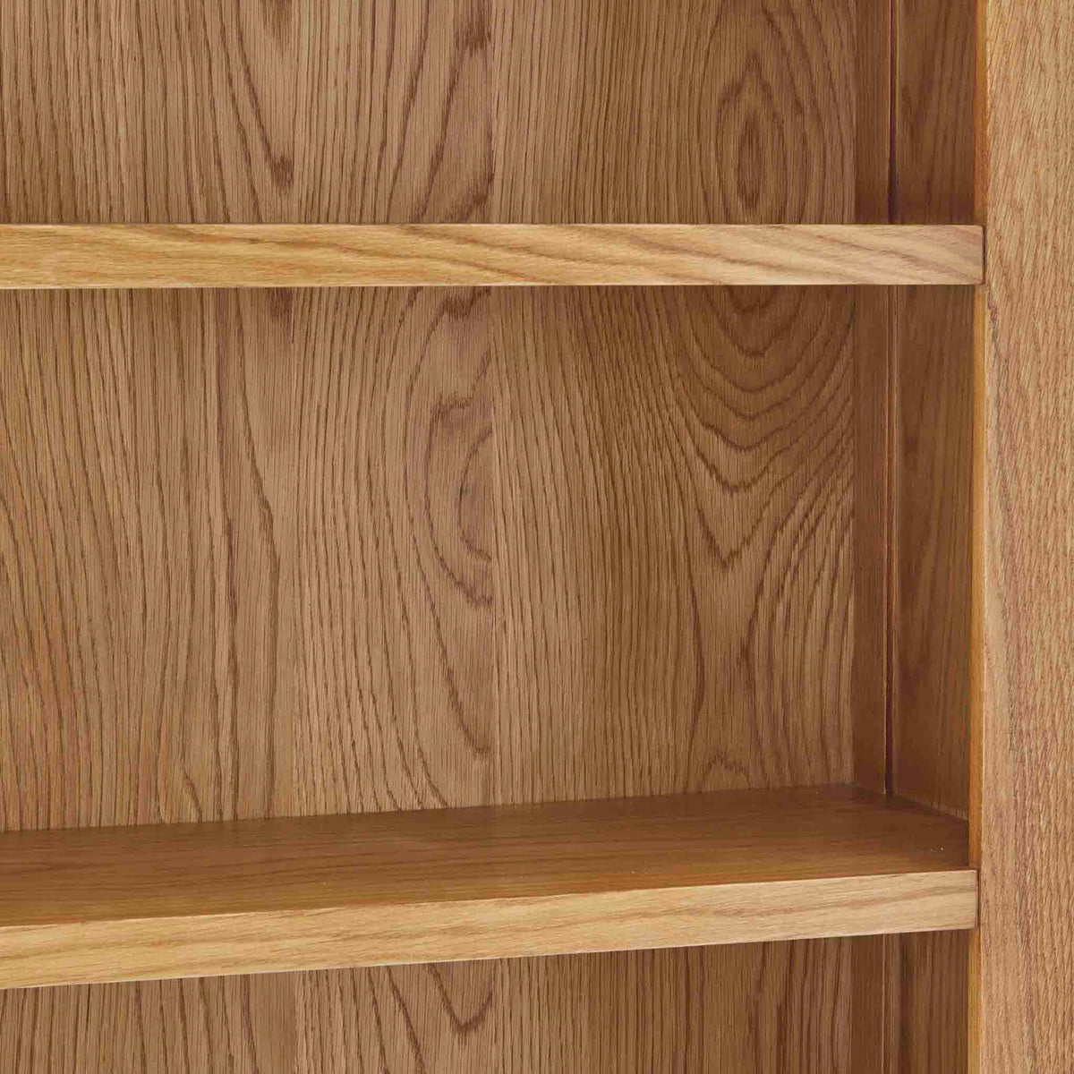 Abbey Grande Large Wide Oak Bookcase - Close up of shelves