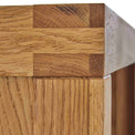 Abbey Grande Large Wide Oak Bookcase - Close up of tenon joint on top corner