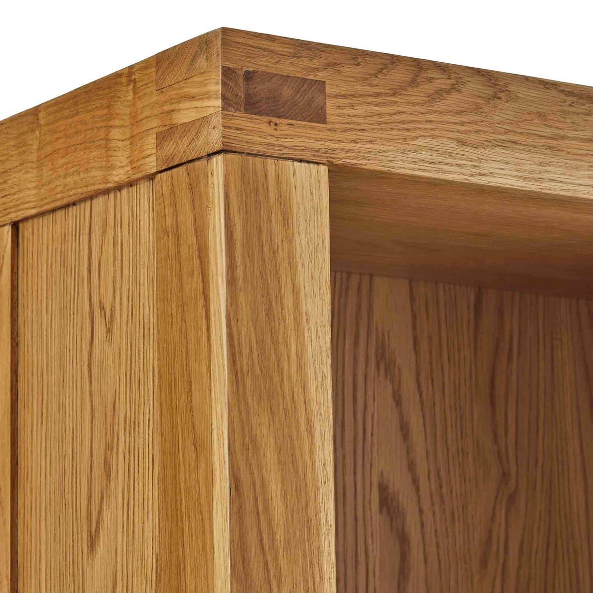  Abbey Grande Tall Narrow Oak Bookcase - Close up of tenon joint at top of bookcase