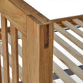 Abbey Grande Oak Bed Frame Double or King Size - Close up of tenon joint on footer of bedframe
