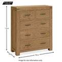 Abbey Grande Bedroom Chest of 5 Drawers - Size guide