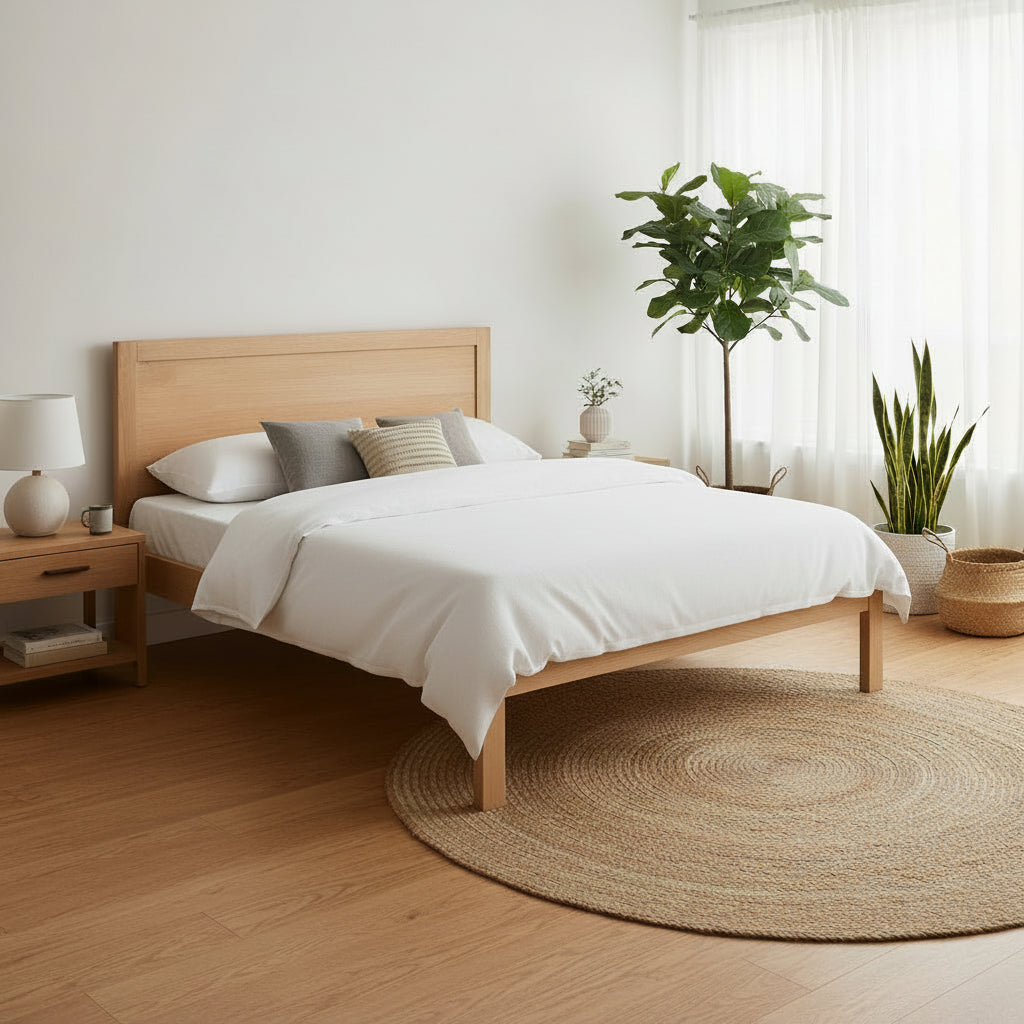 The Abbey Light Oak 5' King Size Bed Frame by Roseland Furniture