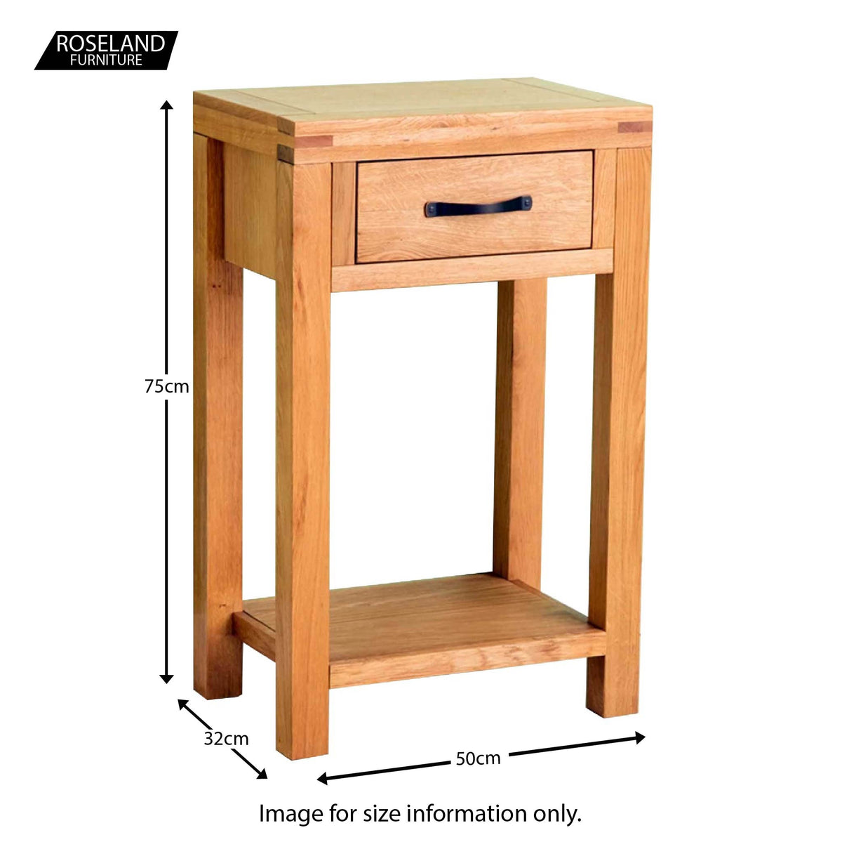 Abbey Waxed Small Hall Telephone Table - Size guide