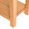  Abbey Waxed Oak Console Table with Drawer - Close up of lower shelf and legs of console