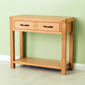 The Abbey Waxed Oak Console Table with Large Drawer - Lifestyle