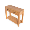  Abbey Waxed Oak Console Table with Drawer - Looking down on console table