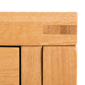  Abbey Waxed Oak Console Table with Drawer - Close up of top front corner tenon joint