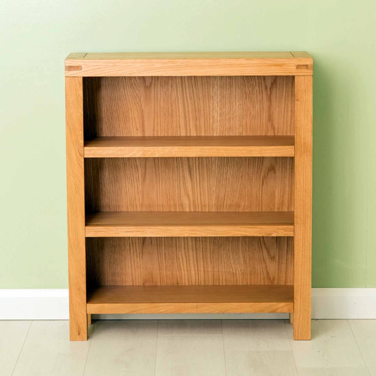 The Abbey Waxed Small Low Oak Bookcase - Lifestyle