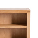 Abbey Waxed Small Low Oak Bookcase - Close up of corner of bookcase