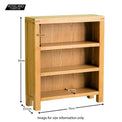 Abbey Waxed Small Low Oak Bookcase - Size guide