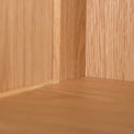 Abbey Waxed Small Low Oak Bookcase - Close up of corner at back of shelf