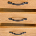 Abbey Waxed 3 Drawer Small Oak Bedside Table - Close up of drawers when open