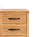 Abbey Waxed 3 Drawer Small Oak Bedside Table - Close up of drawers