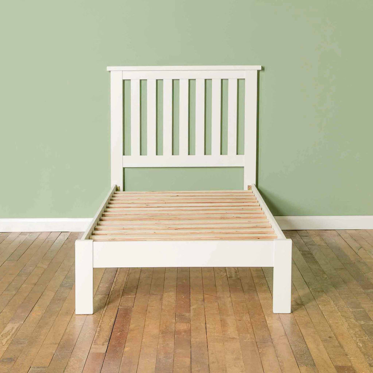 Cornish White 3ft Single Bed Frame - Lifestyle front view