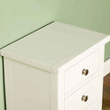 Tabletop view of The Cornish White Wooden 3 Drawer Bedside Table