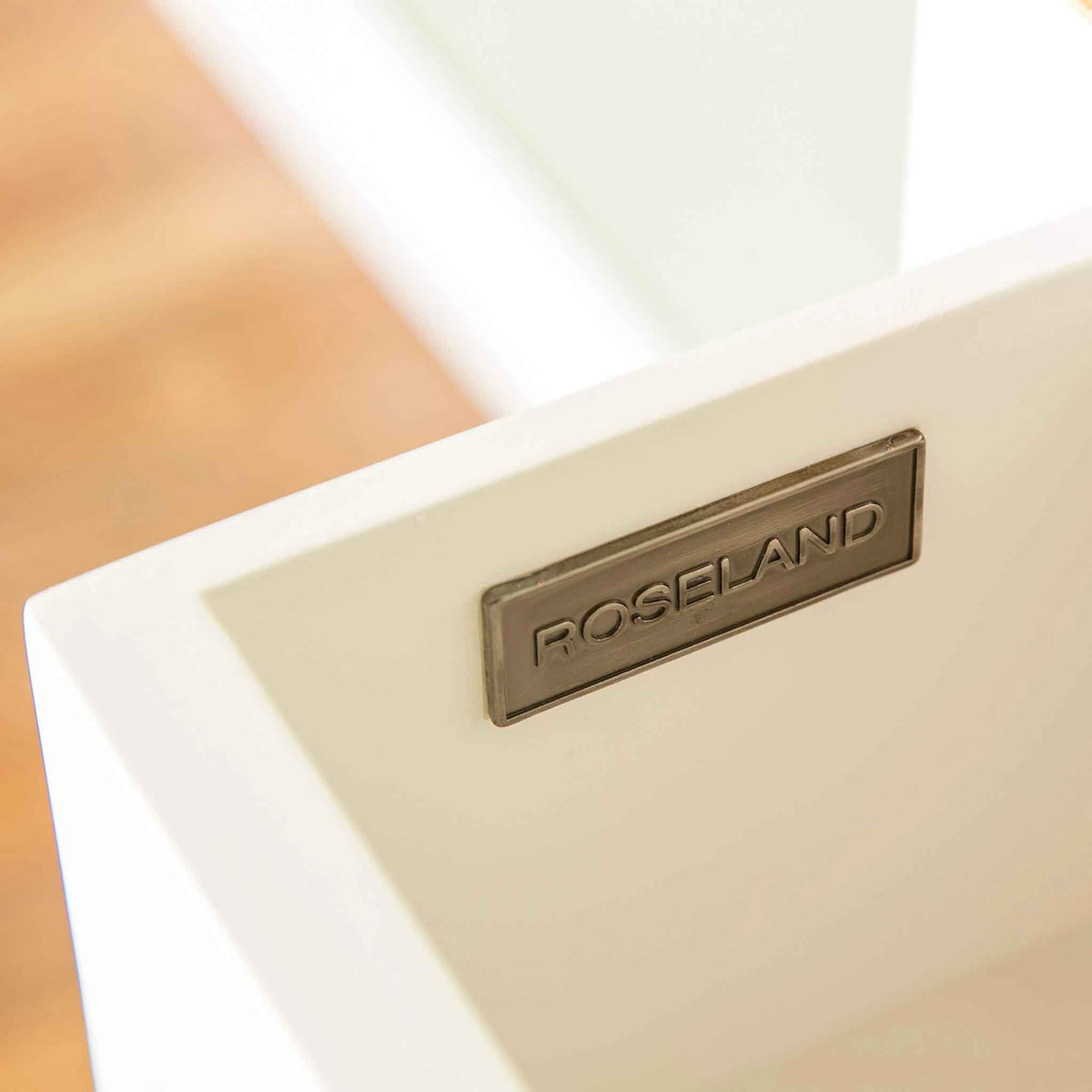 Roseland Furniture logo on The Cornish White Wooden 3 Drawer Bedside Table
