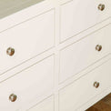 Close up of drawers on The Cornish White Wooden Chest of 6 Drawers