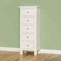 Cornish White Tallboy Chest of Drawers - Lifestyle side view