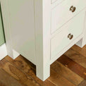 Close up of leg on The Cornish White Wooden Tallboy Chest of Drawers