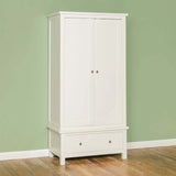 Cornish White Wooden Double Wardrobe - Lifestyle side view