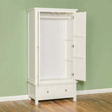 Cornish White Wooden Double Wardrobe - Lifestyle side view with wardrobes doors open