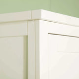 Close up of top corner on The Cornish White Wooden Double Wardrobe