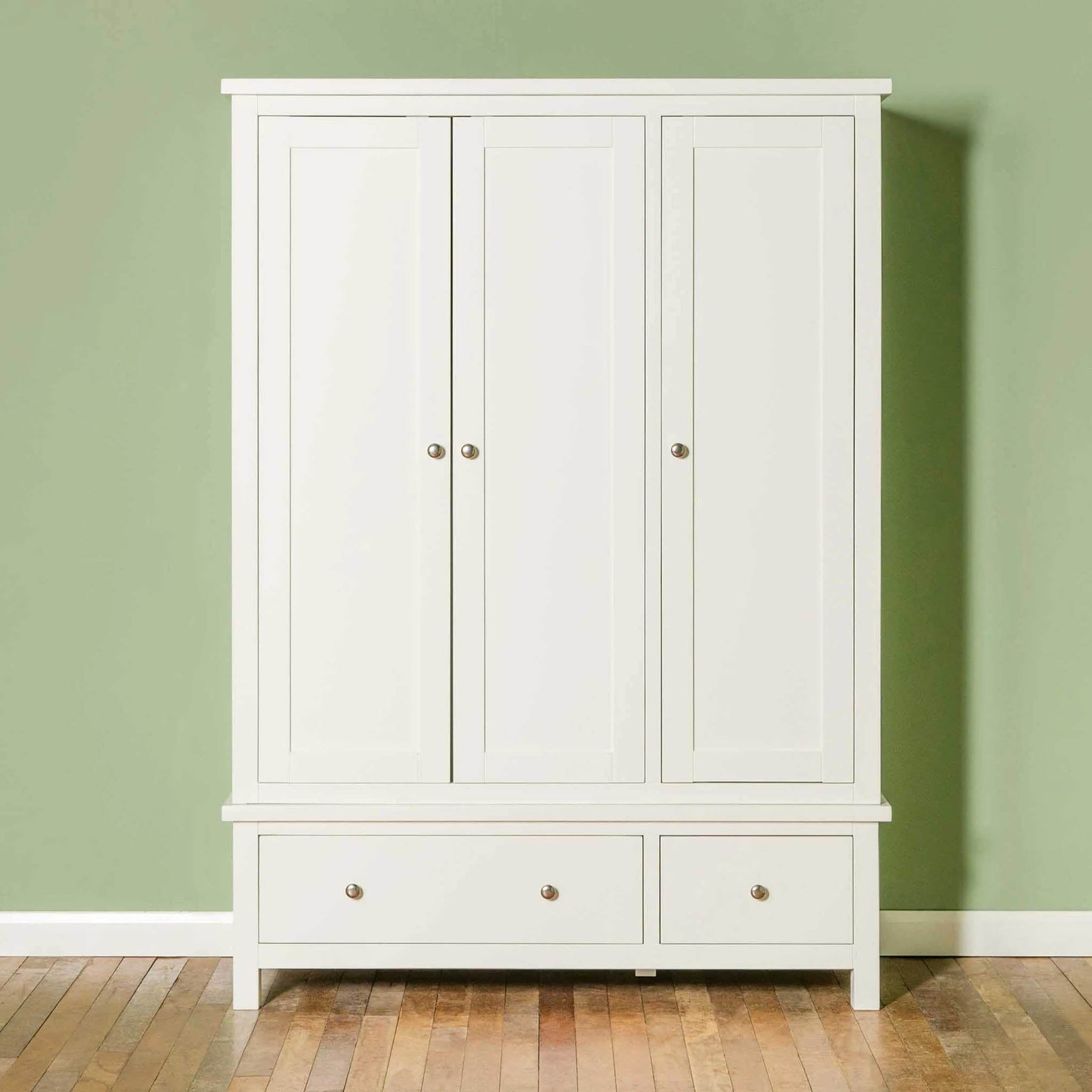 Cornish White Large 3 Door Wardrobe - Front view