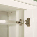 Close up of hinges on The Cornish White Large 3 Door Wardrobe