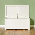 Cornish White Ottoman Blanket Box - Lifestyle front view lid open