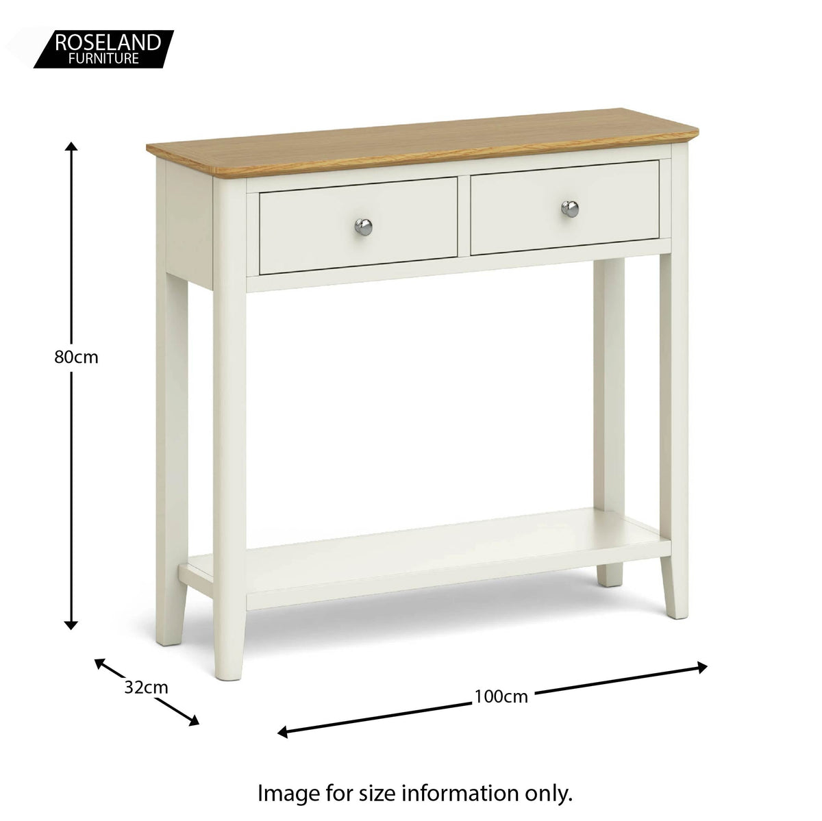 The Windsor Cream Painted Console Table size guide