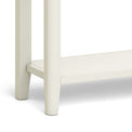 The Windsor Cream Painted Console Table with Storage Drawers - Close Up of Console Legs and Lower Shelf