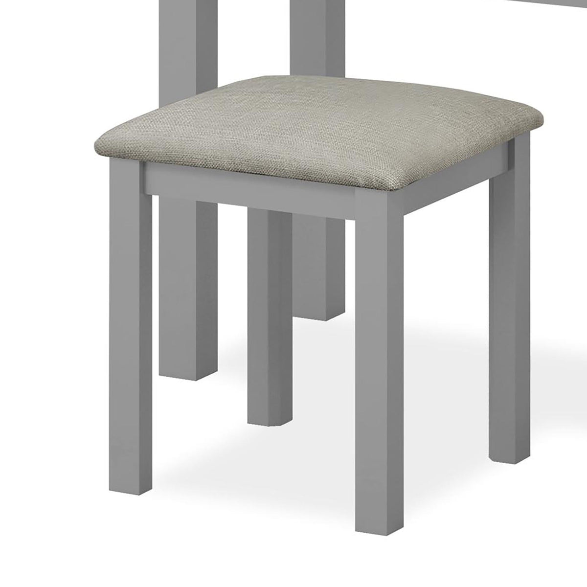 The Cornish Grey Dressing Table Set with Stool and Vanity Mirror - Close up of Stool