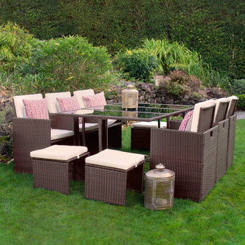 Cannes 10 Seater Rattan Cube Dining Set
