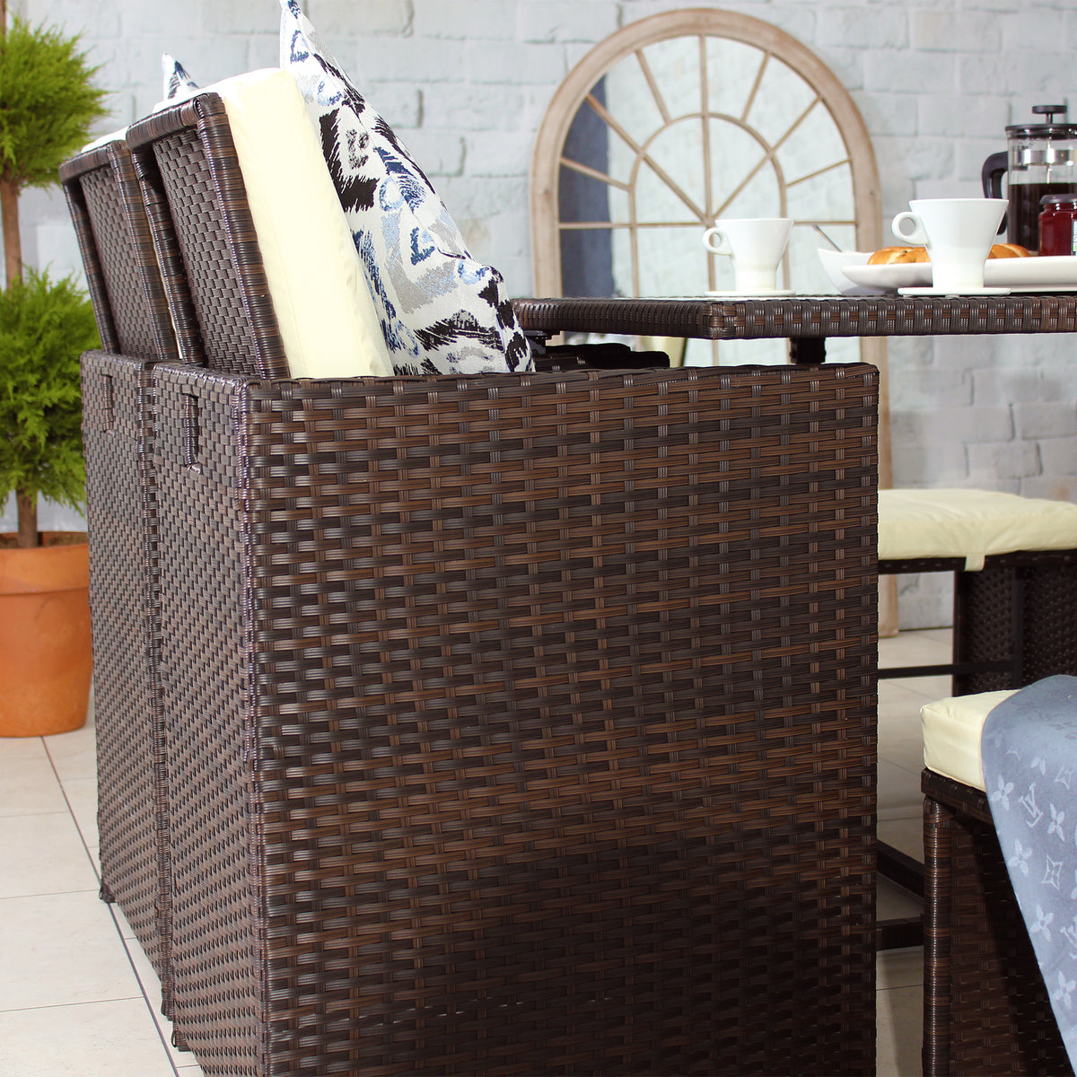 Cannes Brown 8 Seater Rattan Cube Dining Set