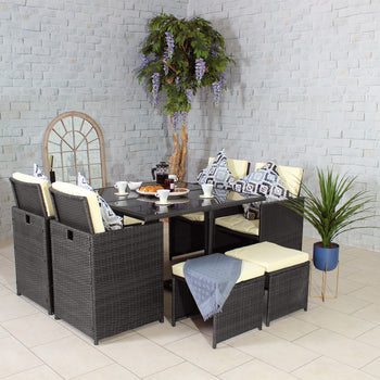 Cannes 8 Seater Rattan Cube Dining Set