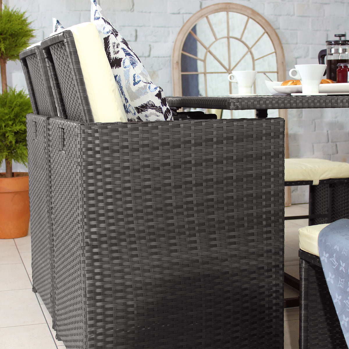 Cannes Grey 8 Seater Rattan Cube Dining Set