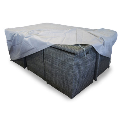 10 Seat Cube Set Grey Outdoor Furniture Heavy Duty Cover