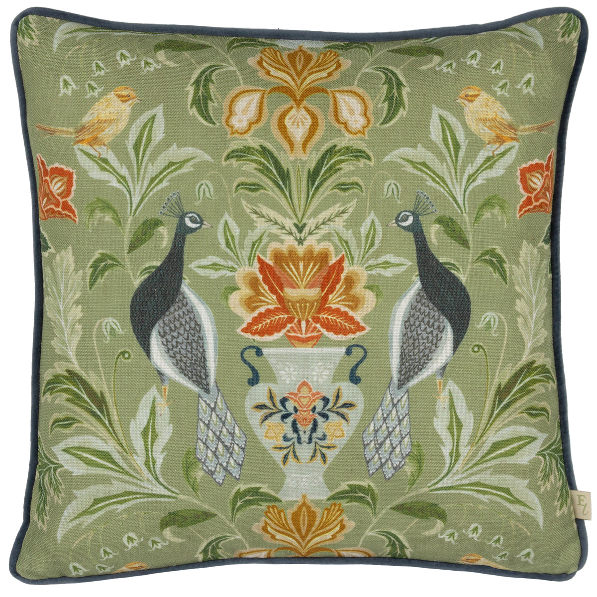 Chatsworth Peacock 43cm Damask Floral Polyester Cushion