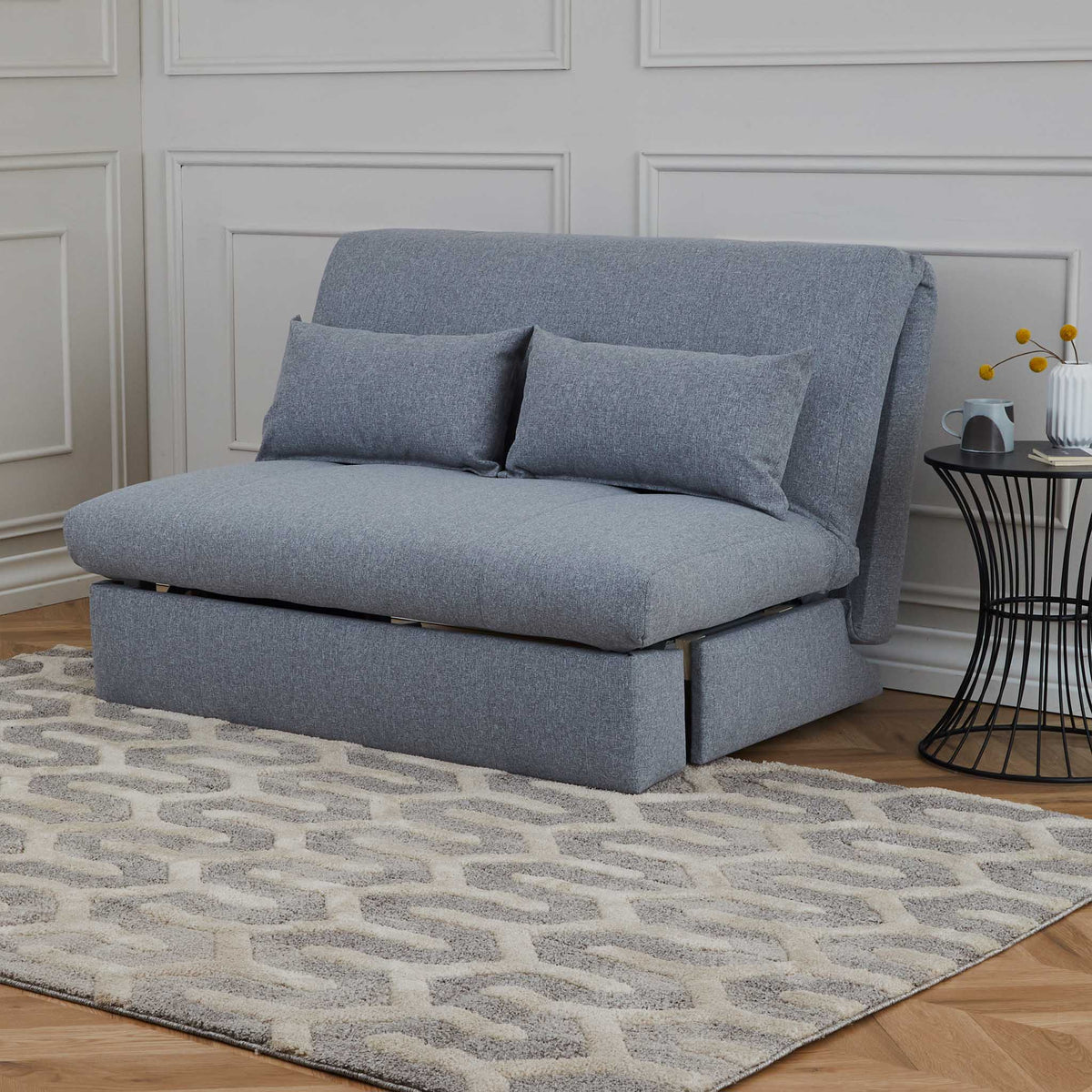 Camille Mid Grey Textured Weave Pull Out Sofa Bed