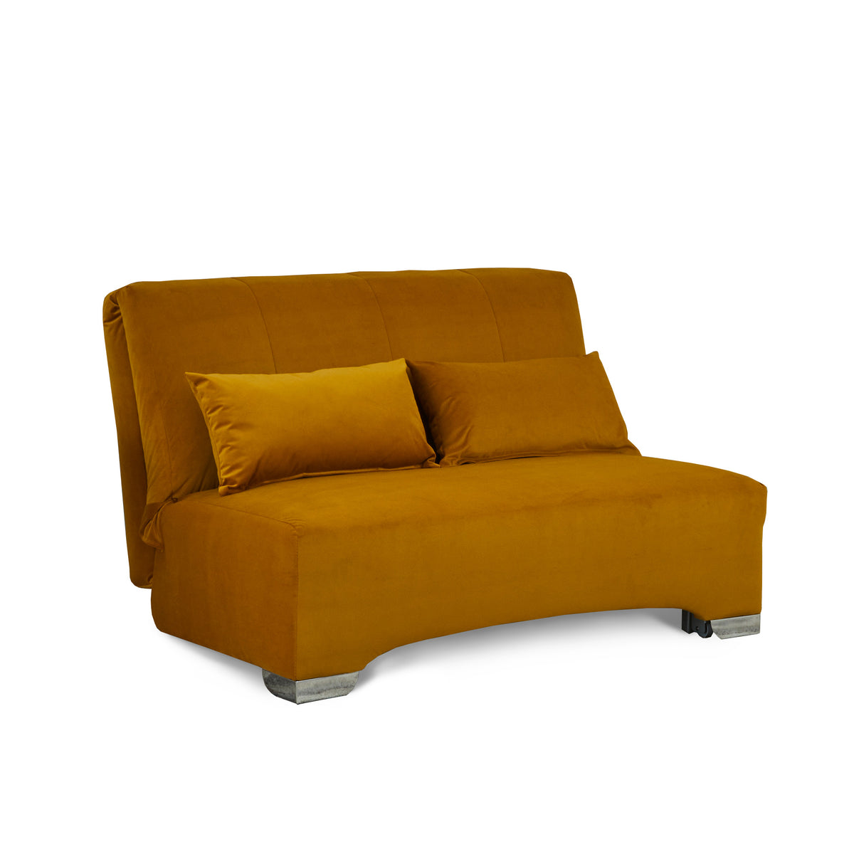 Cortez Mustard Velvet Upholstered Pull Out Sofa Bed from Roseland Furniture