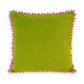 Cusco Pompom Polyester Cushion | Green/Fuchsia