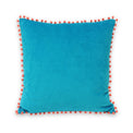 Cusco Pompom Polyester Cushion | Teal/Coral