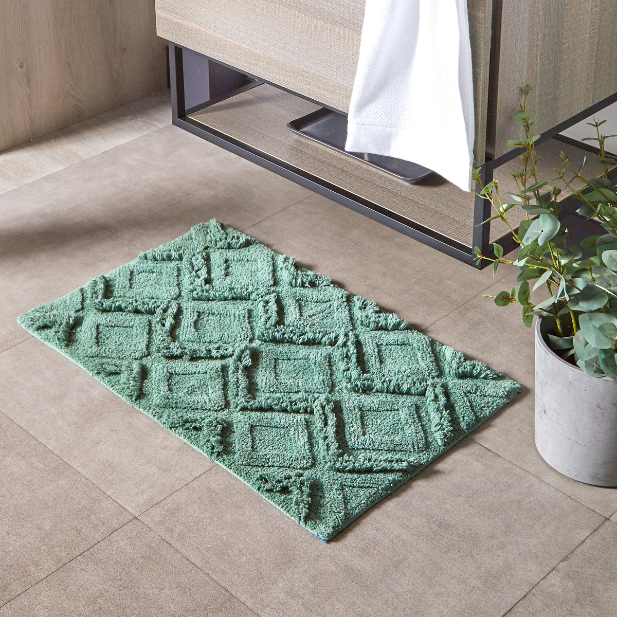 Diamond Tufted 80cm Cotton Bath Mat