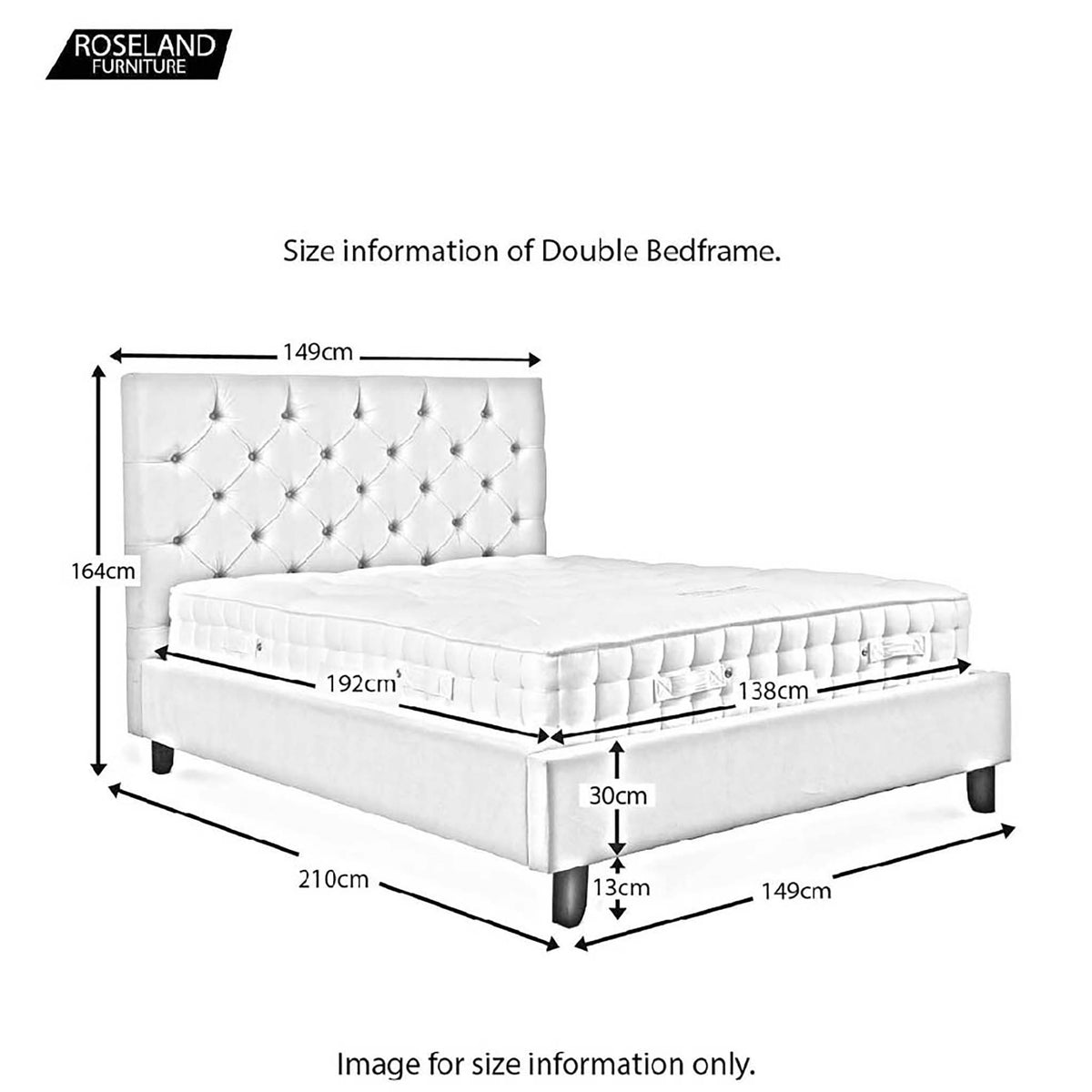 Francis Double Bed Frame - Size Guide