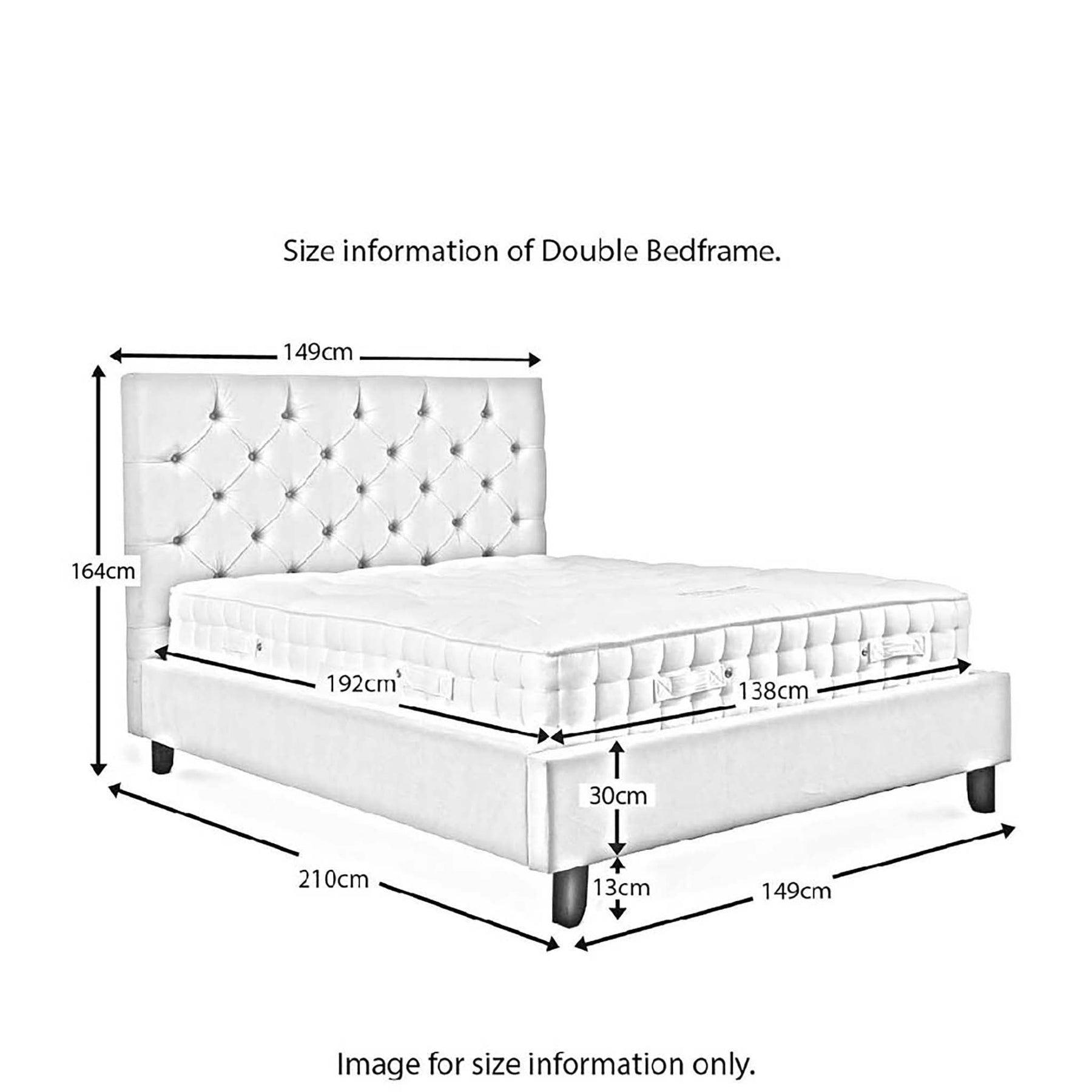 Francis Double Bed Frame - Size Guide