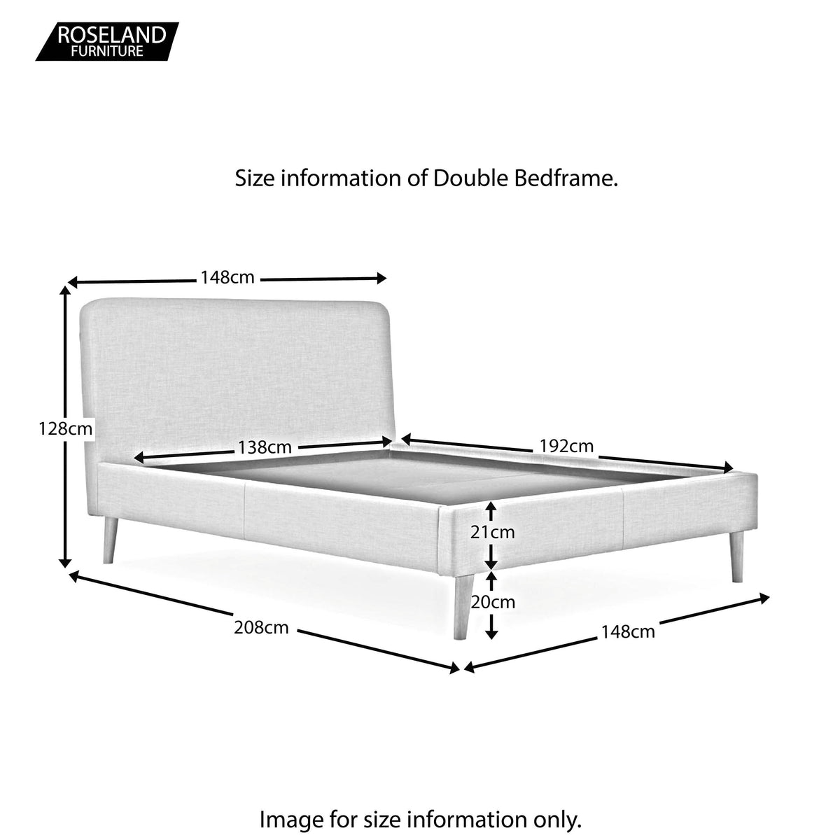 Otto Double Size Bed Frame - Size Guide